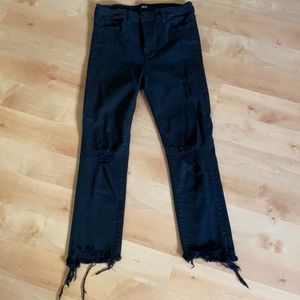 Black crop straight fit jeans